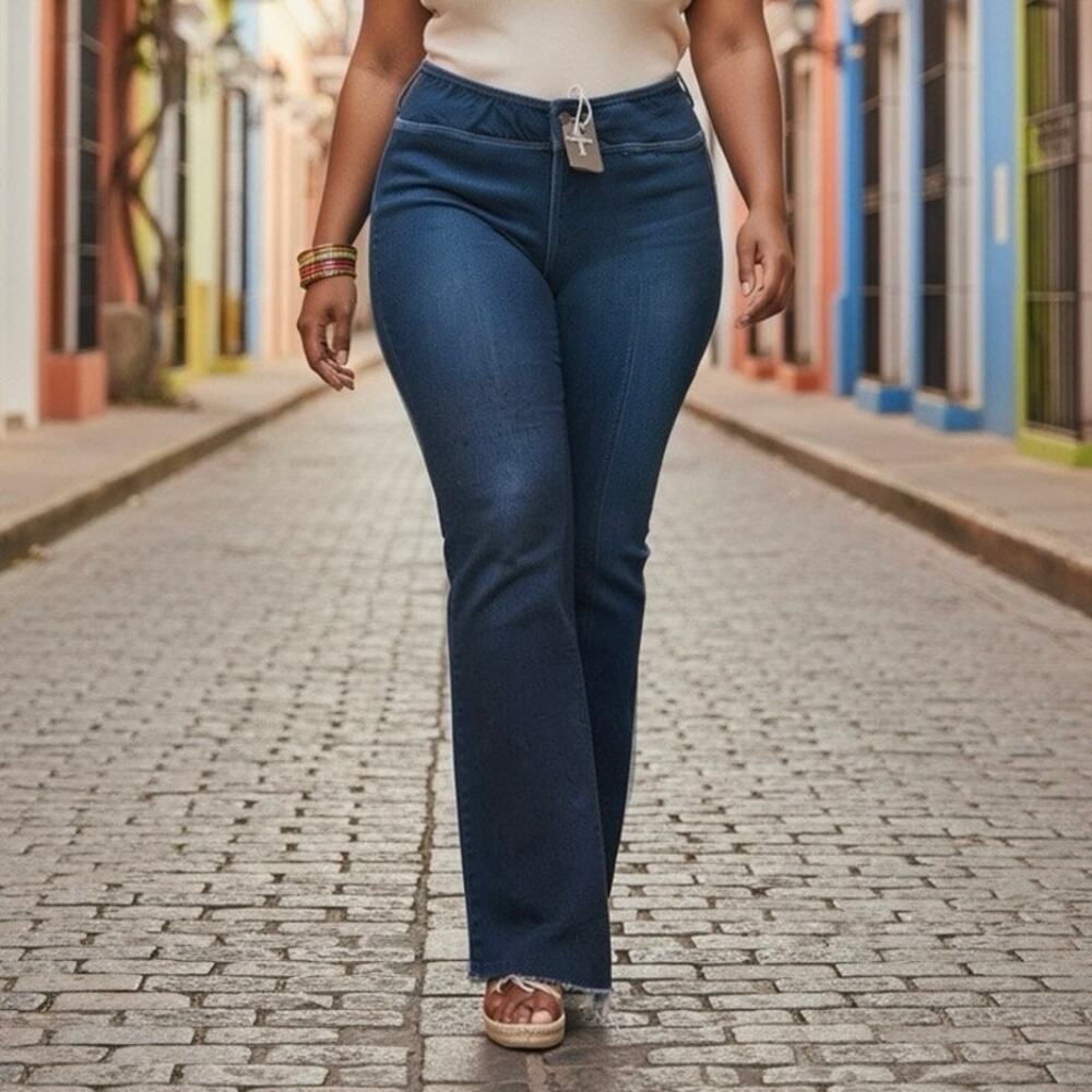 Flamingals Flare Jeans Pull on Stretch denim Size 2XL NWT